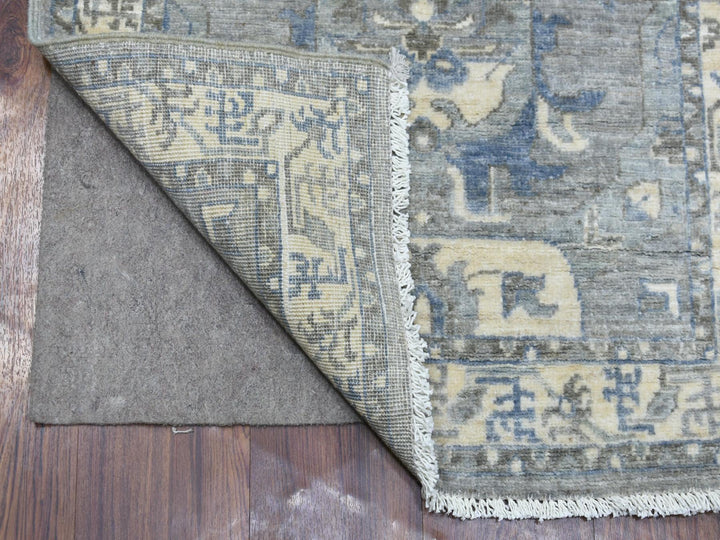 2'5" x 11'7" New Hand Knotted Grey Wool Runner Oriental Rug - MOA10270158