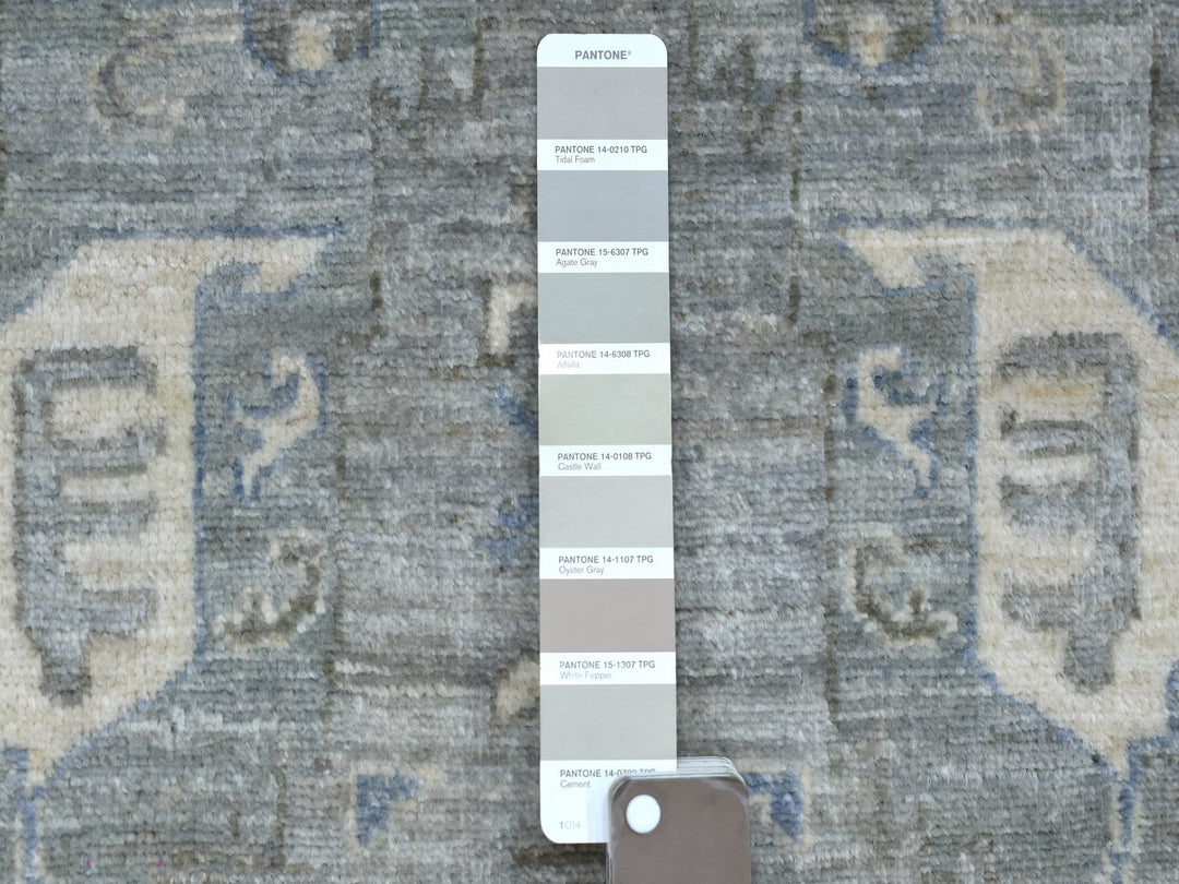 2'5" x 11'7" New Hand Knotted Grey Wool Runner Oriental Rug - MOA10270158