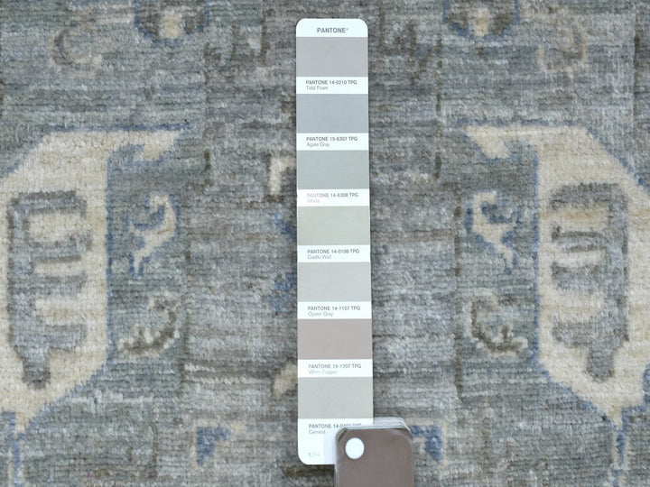 2'5" x 11'7" New Hand Knotted Grey Wool Runner Oriental Rug - MOA10270158