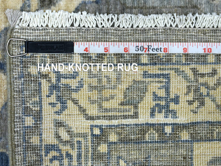 2'5" x 11'7" New Hand Knotted Grey Wool Runner Oriental Rug - MOA10270158