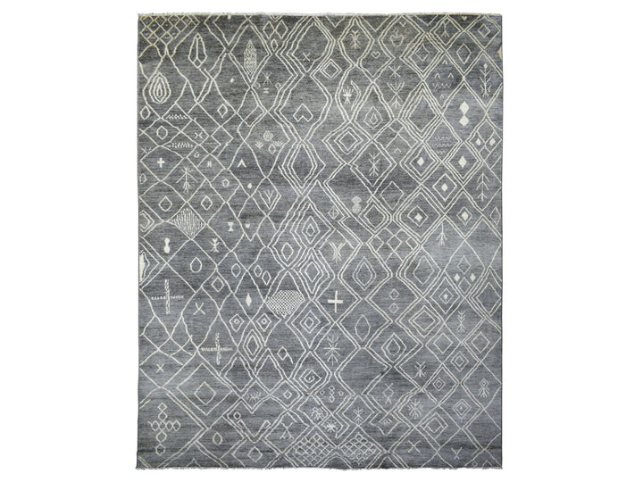 12'4" x 15'1" New Hand Knotted Grey Wool Rectangle Oriental Rug - MOA10270166