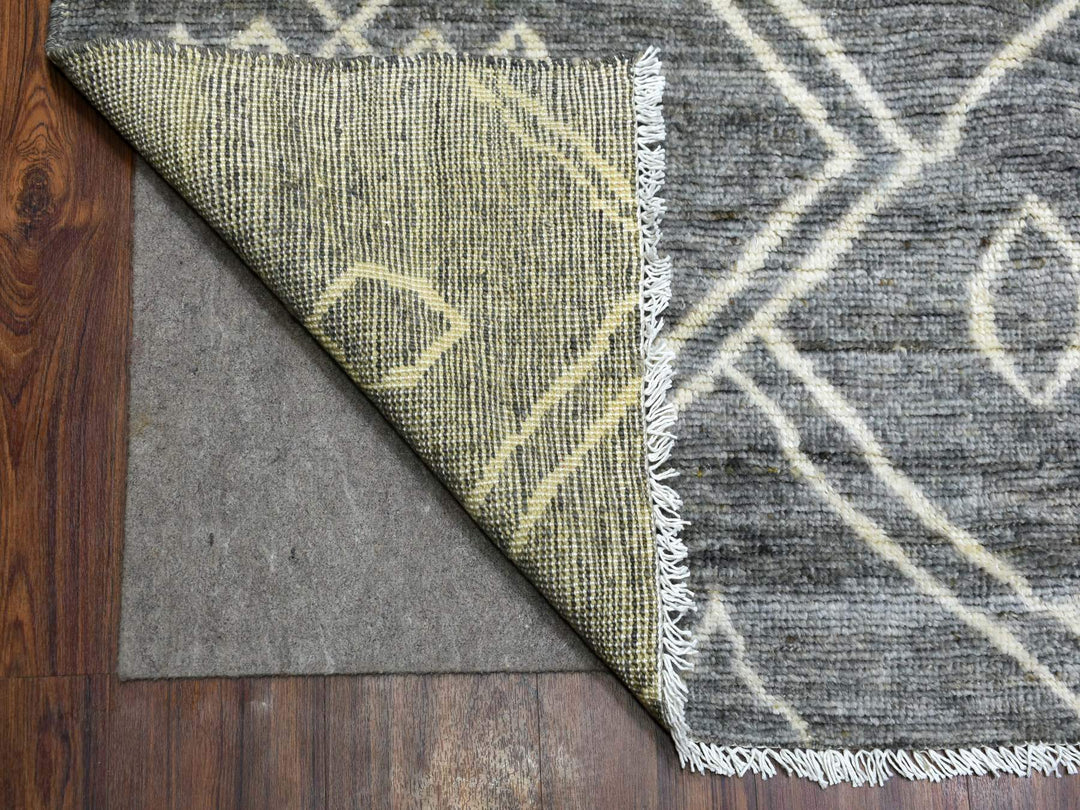 12'4" x 15'1" New Hand Knotted Grey Wool Rectangle Oriental Rug - MOA10270166
