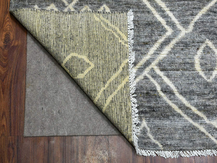 12'4" x 15'1" New Hand Knotted Grey Wool Rectangle Oriental Rug - MOA10270166
