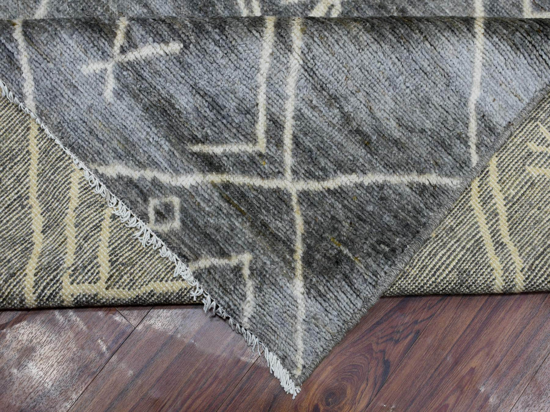 12'4" x 15'1" New Hand Knotted Grey Wool Rectangle Oriental Rug - MOA10270166