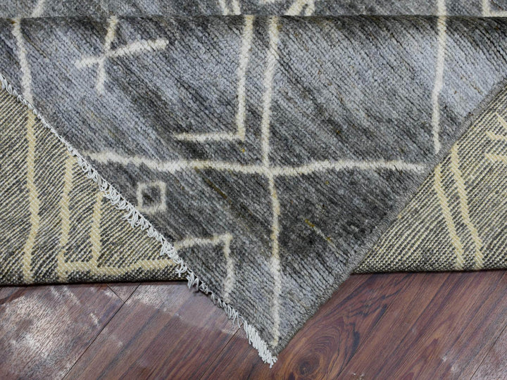 12'4" x 15'1" New Hand Knotted Grey Wool Rectangle Oriental Rug - MOA10270166