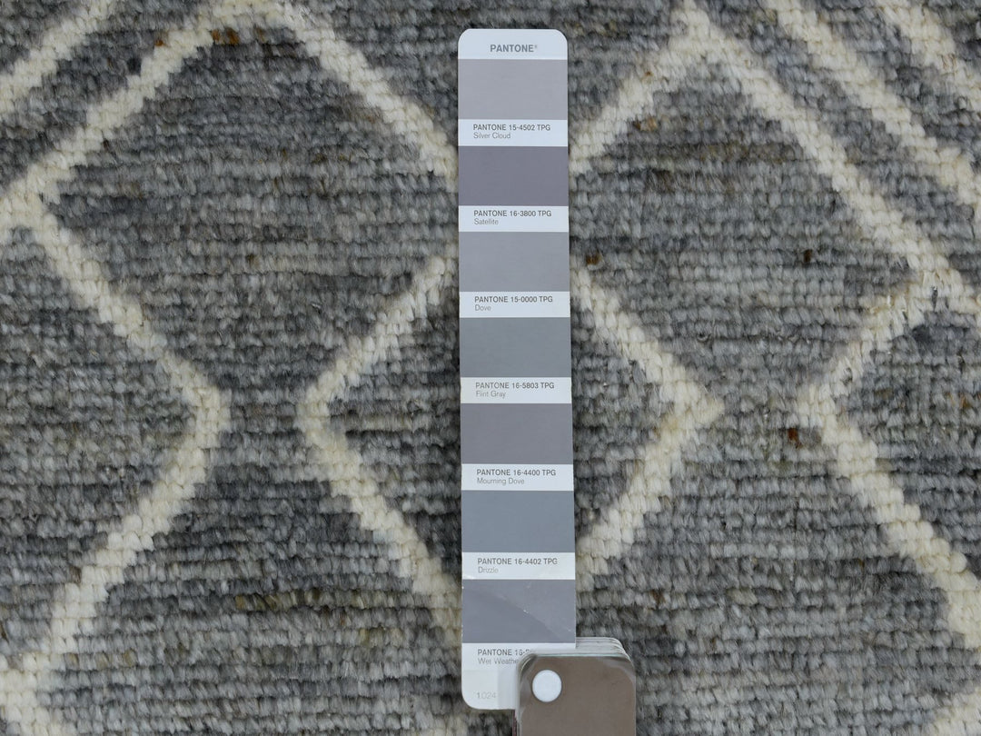 12'4" x 15'1" New Hand Knotted Grey Wool Rectangle Oriental Rug - MOA10270166