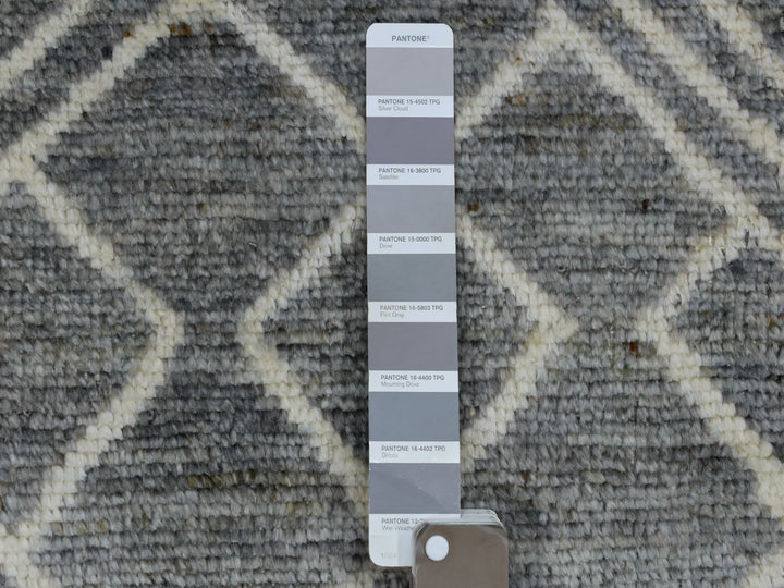 12'4" x 15'1" New Hand Knotted Grey Wool Rectangle Oriental Rug - MOA10270166