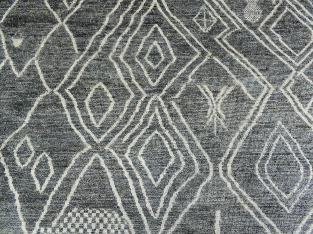 12'4" x 15'1" New Hand Knotted Grey Wool Rectangle Oriental Rug - MOA10270166