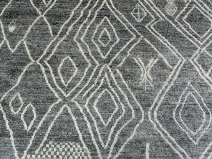 12'4" x 15'1" New Hand Knotted Grey Wool Rectangle Oriental Rug - MOA10270166