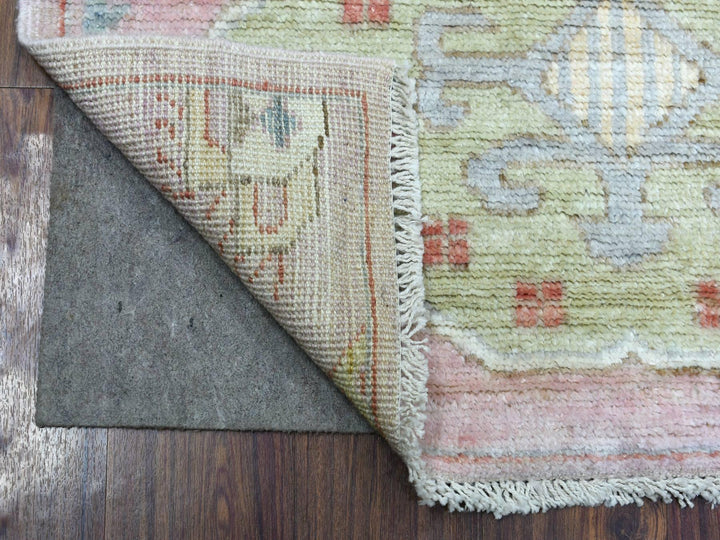 3'4" x 9'9" New Hand Knotted Pink Wool Runner Oriental Rug - MOA10270179
