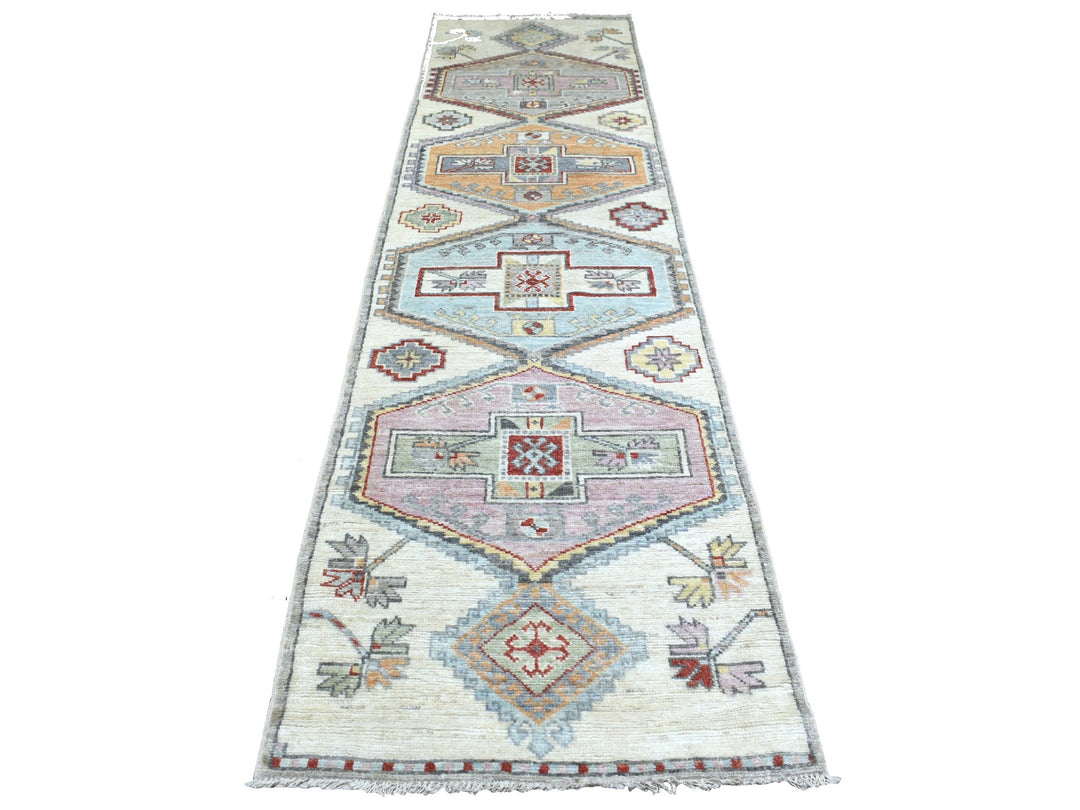 3'0" x 12'0" New Hand Knotted Grey Wool Runner Oriental Rug - MOA10270181