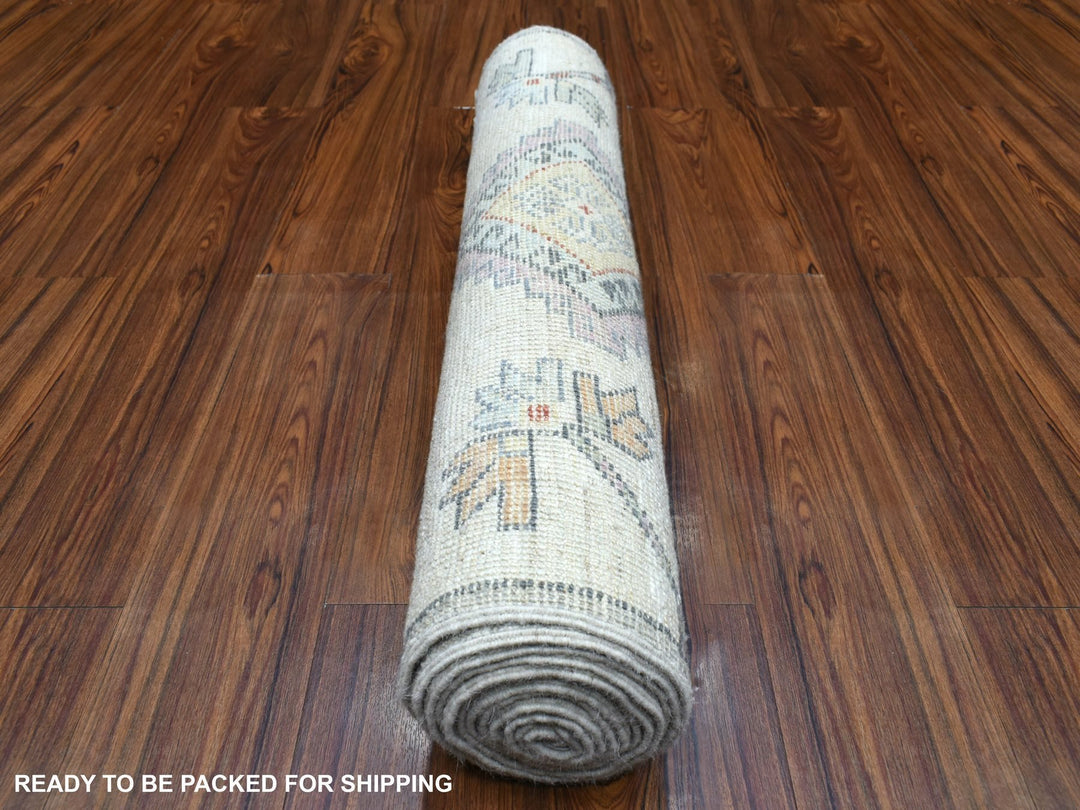 3'0" x 12'0" New Hand Knotted Grey Wool Runner Oriental Rug - MOA10270181