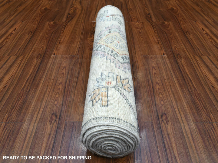 3'0" x 12'0" New Hand Knotted Grey Wool Runner Oriental Rug - MOA10270181