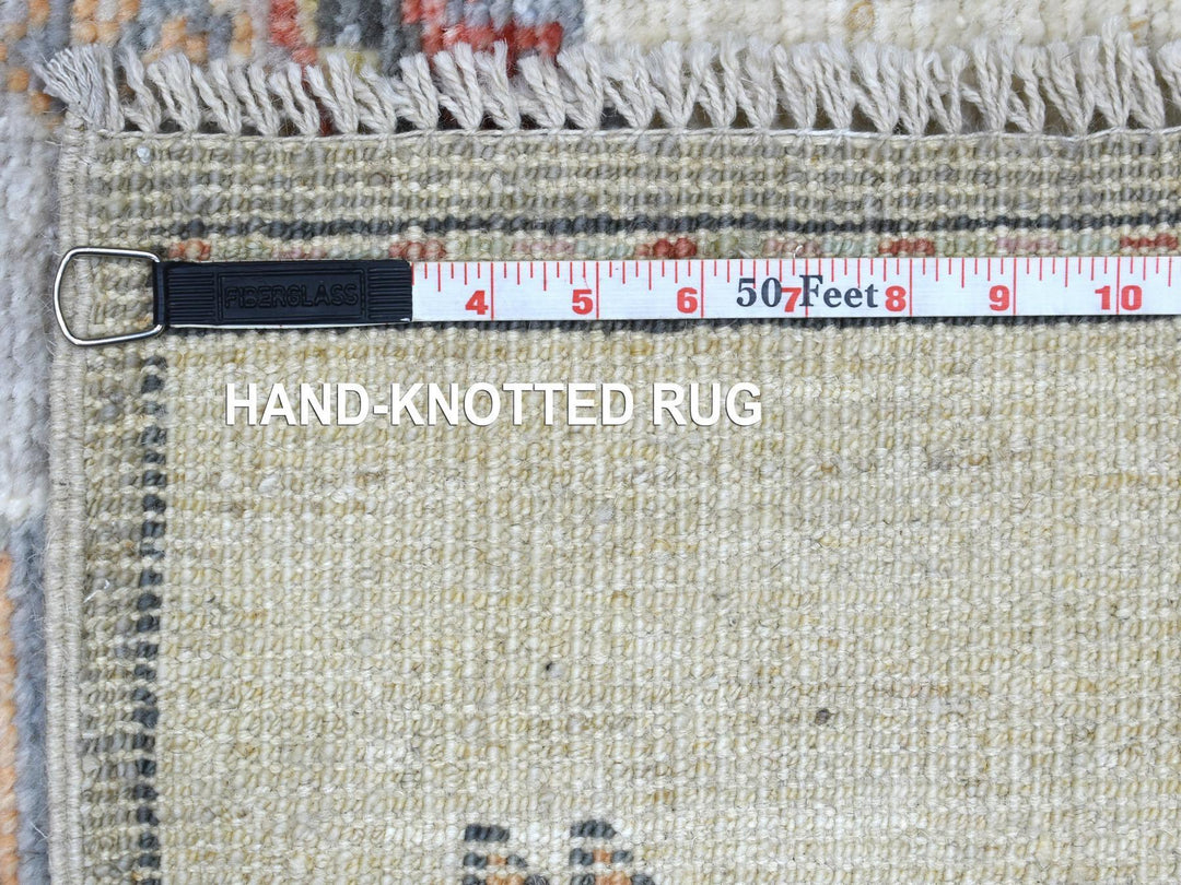 3'0" x 12'0" New Hand Knotted Grey Wool Runner Oriental Rug - MOA10270181