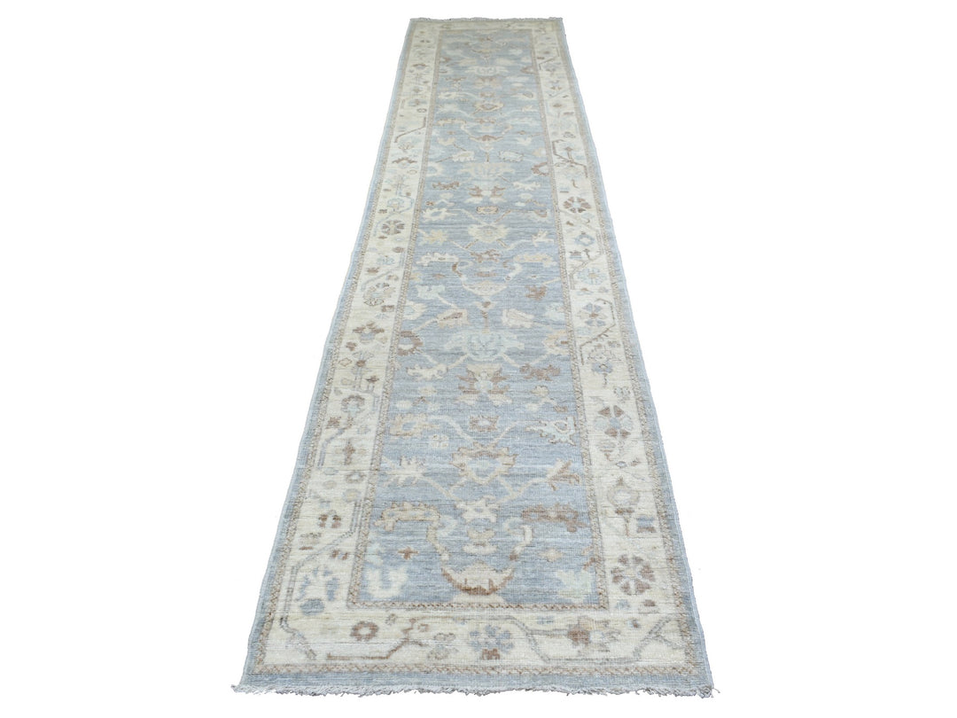 3'0" x 13'7" New Hand Knotted Grey Wool Runner Oriental Rug - MOA10270188