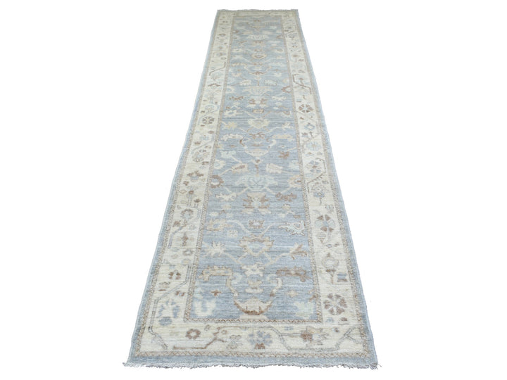 3'0" x 13'7" New Hand Knotted Grey Wool Runner Oriental Rug - MOA10270188