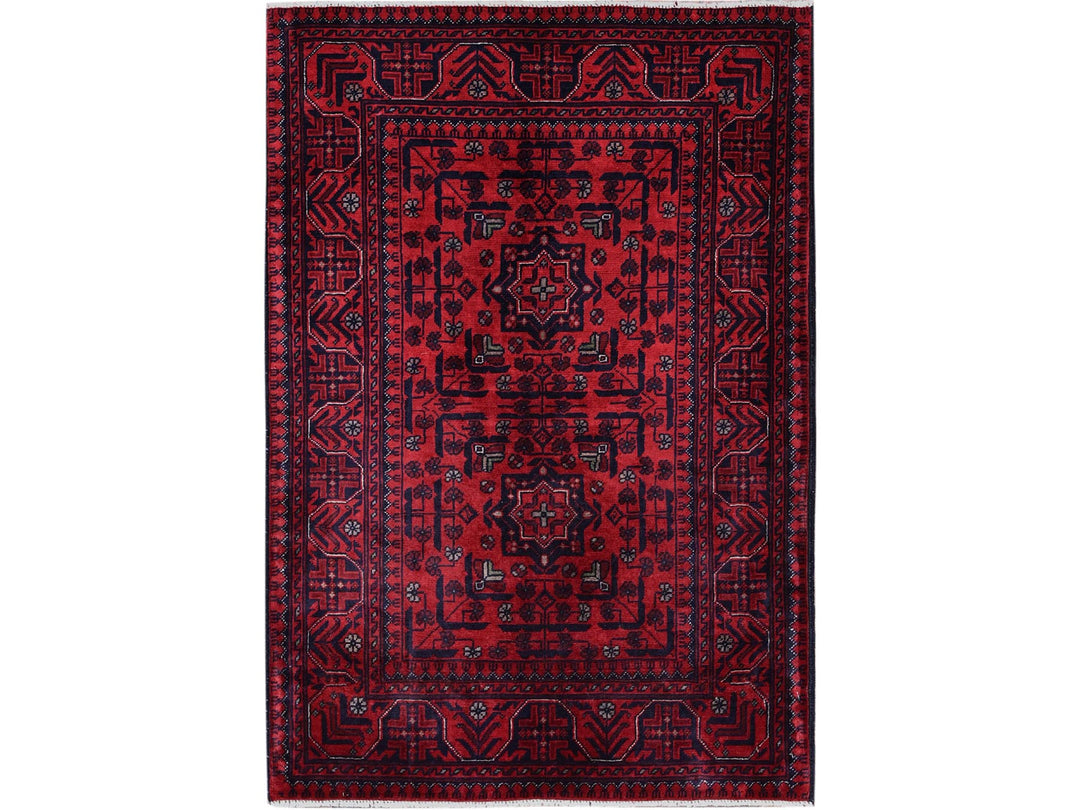 2'8" x 4'0" New Hand Knotted Red Wool Rectangle Oriental Rug - MOA102701