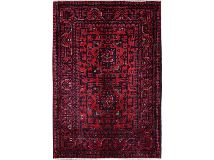 2'8" x 4'0" New Hand Knotted Red Wool Rectangle Oriental Rug - MOA102701