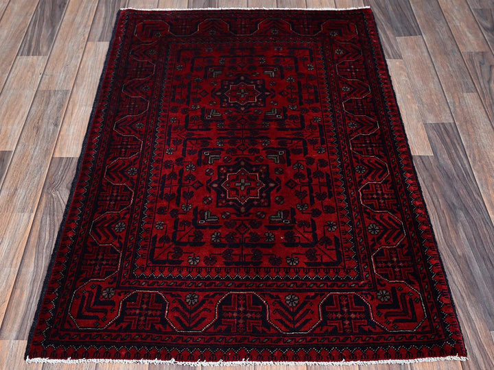 2'8" x 4'0" New Hand Knotted Red Wool Rectangle Oriental Rug - MOA102701