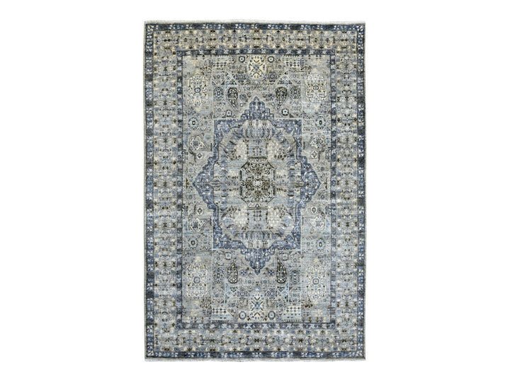 6'0" x 9'5" New Hand Knotted Grey Wool Rectangle Oriental Rug - MOA10270221