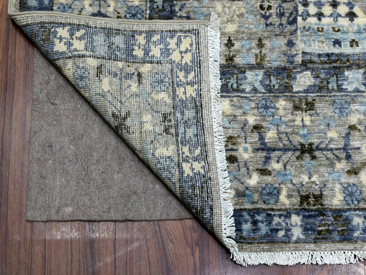 6'0" x 9'5" New Hand Knotted Grey Wool Rectangle Oriental Rug - MOA10270221