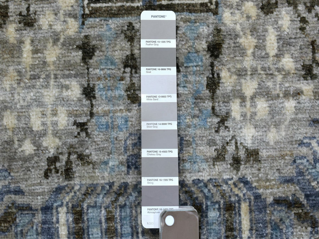 6'0" x 9'5" New Hand Knotted Grey Wool Rectangle Oriental Rug - MOA10270221