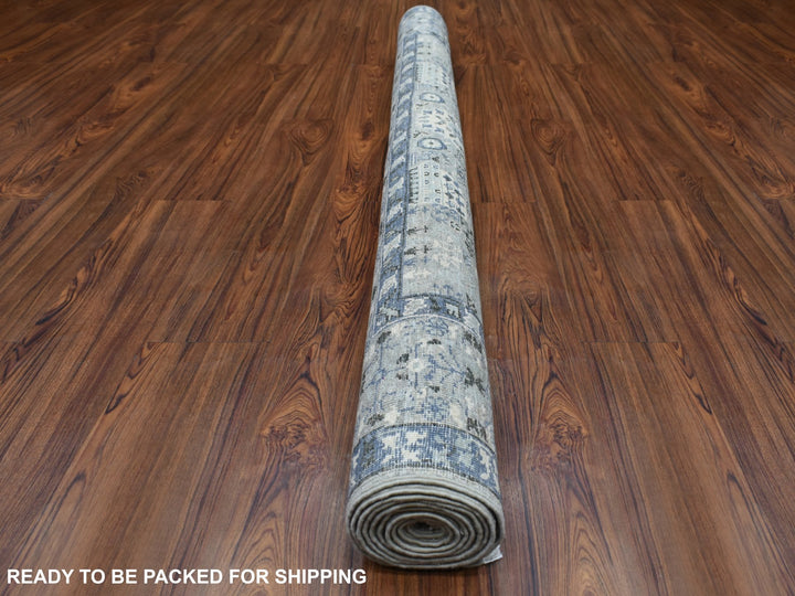 6'0" x 9'5" New Hand Knotted Grey Wool Rectangle Oriental Rug - MOA10270221