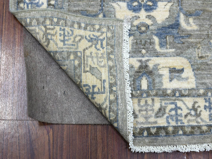 2'6" x 11'6" New Hand Knotted Grey Wool Runner Oriental Rug - MOA10270226