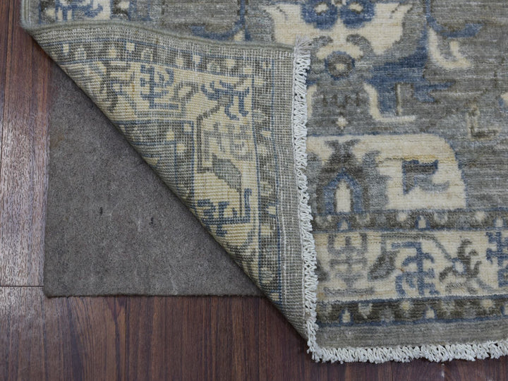 2'6" x 11'6" New Hand Knotted Grey Wool Runner Oriental Rug - MOA10270226