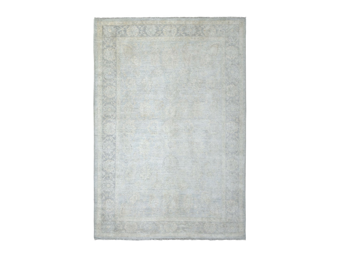 6'0" x 8'9" New Hand Knotted Grey Wool Rectangle Oriental Rug - MOA10270253