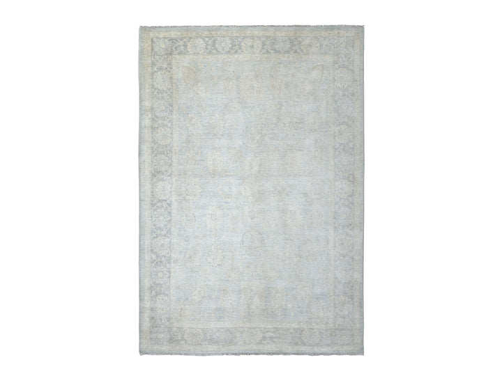 6'0" x 8'9" New Hand Knotted Grey Wool Rectangle Oriental Rug - MOA10270253