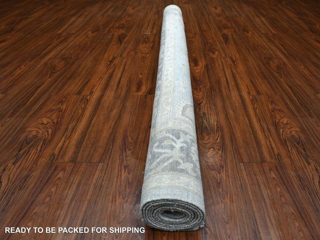 6'0" x 8'9" New Hand Knotted Grey Wool Rectangle Oriental Rug - MOA10270253