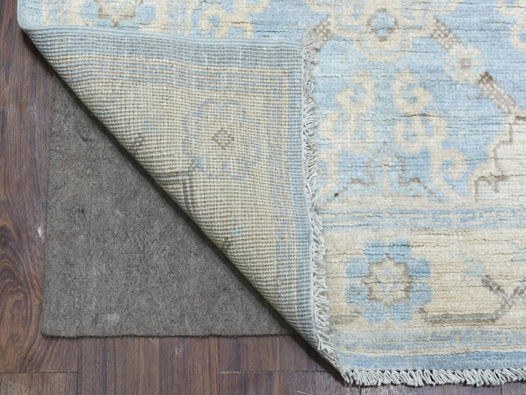 2'9" x 15'0" New Hand Knotted Blue Wool Runner Oriental Rug - MOA10270267