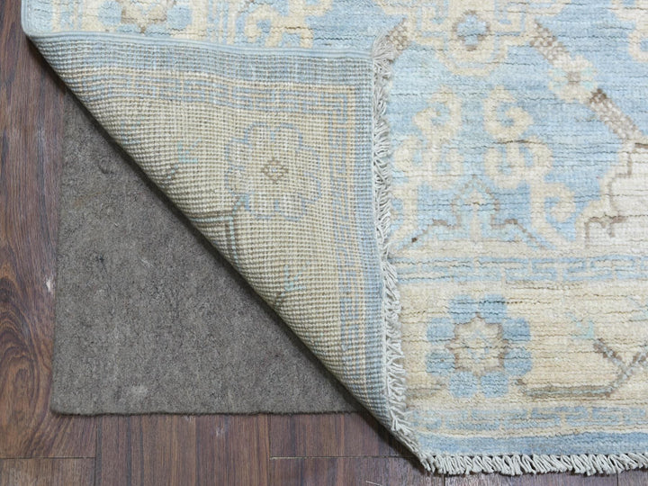 2'9" x 15'0" New Hand Knotted Blue Wool Runner Oriental Rug - MOA10270267