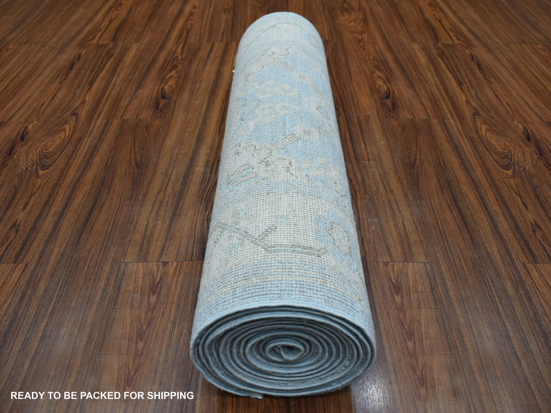 2'9" x 15'0" New Hand Knotted Blue Wool Runner Oriental Rug - MOA10270267