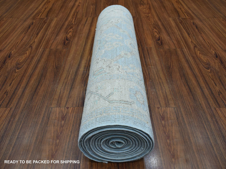 2'9" x 15'0" New Hand Knotted Blue Wool Runner Oriental Rug - MOA10270267