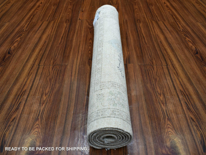 2'7" x 5'10" New Hand Knotted Ivory Wool Runner Oriental Rug - MOA10270268