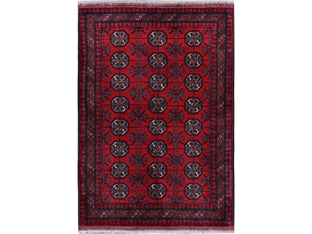 2'9" x 3'10" New Hand Knotted Red Wool Rectangle Oriental Rug - MOA102702