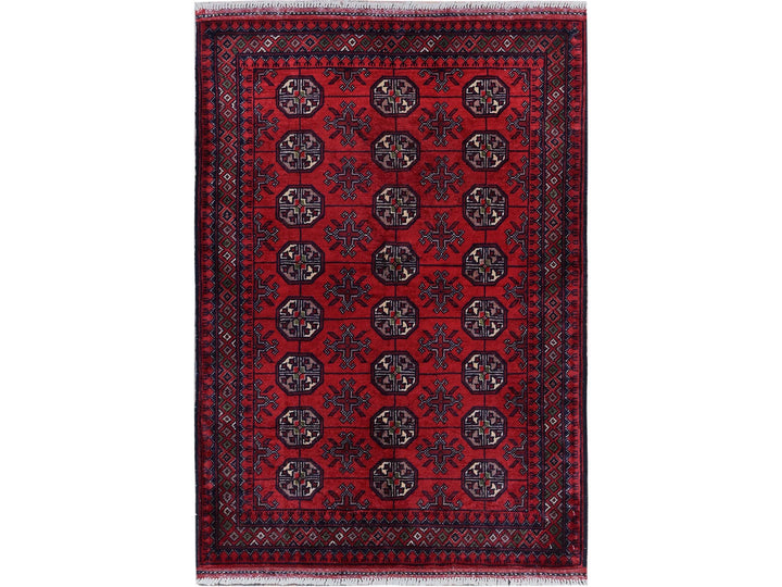 2'9" x 3'10" New Hand Knotted Red Wool Rectangle Oriental Rug - MOA102702