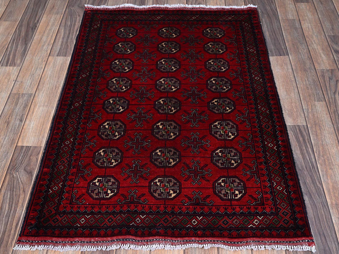2'9" x 3'10" New Hand Knotted Red Wool Rectangle Oriental Rug - MOA102702