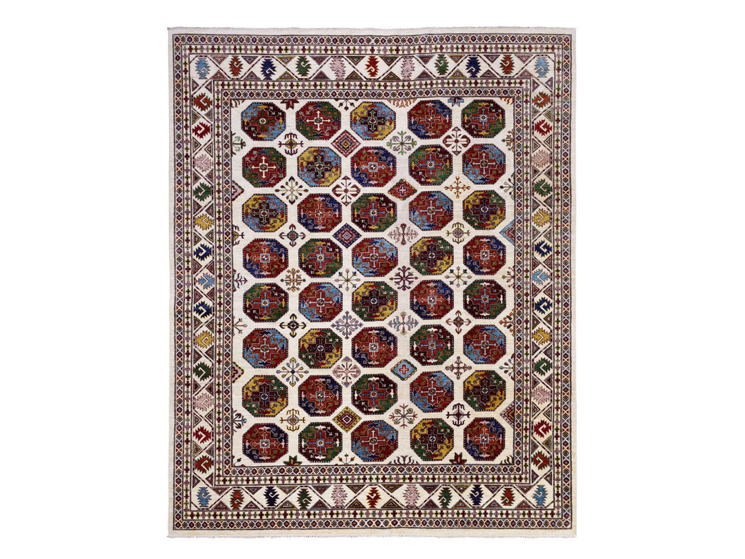 8'2" x 10'0" New Hand Knotted Ivory Wool Rectangle Oriental Rug - MOA10270300