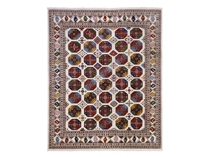 8'2" x 10'0" New Hand Knotted Ivory Wool Rectangle Oriental Rug - MOA10270300