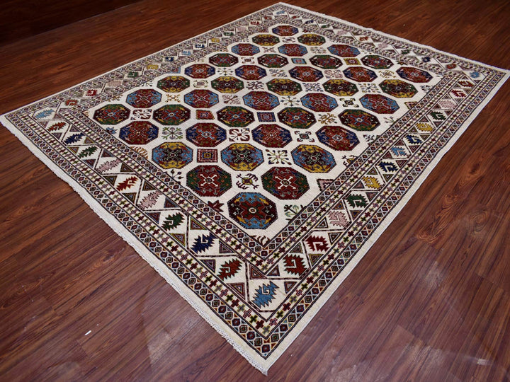 8'2" x 10'0" New Hand Knotted Ivory Wool Rectangle Oriental Rug - MOA10270300