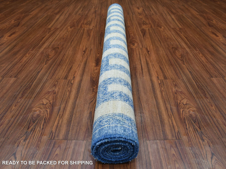 5'10" x 8'9" New Hand Knotted Blue Wool Rectangle Oriental Rug - MOA10270310