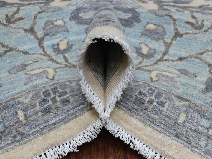9'0" x 11'10" New Hand Knotted Ivory Wool Rectangle Oriental Rug - MOA10270317