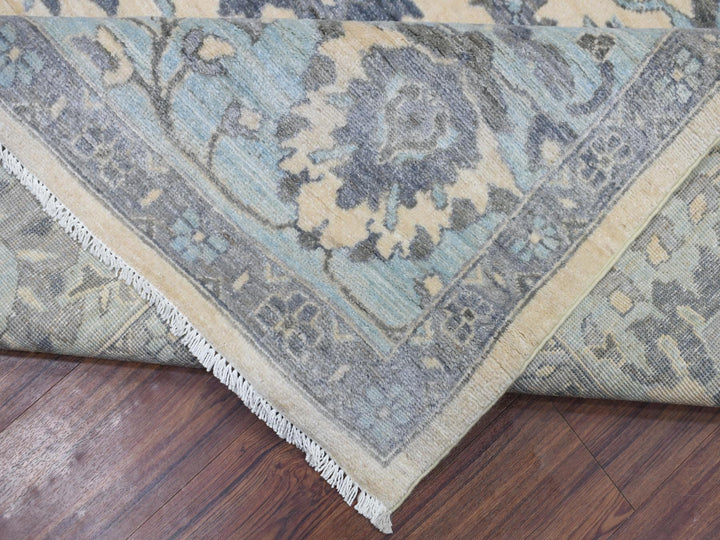 9'0" x 11'10" New Hand Knotted Ivory Wool Rectangle Oriental Rug - MOA10270317