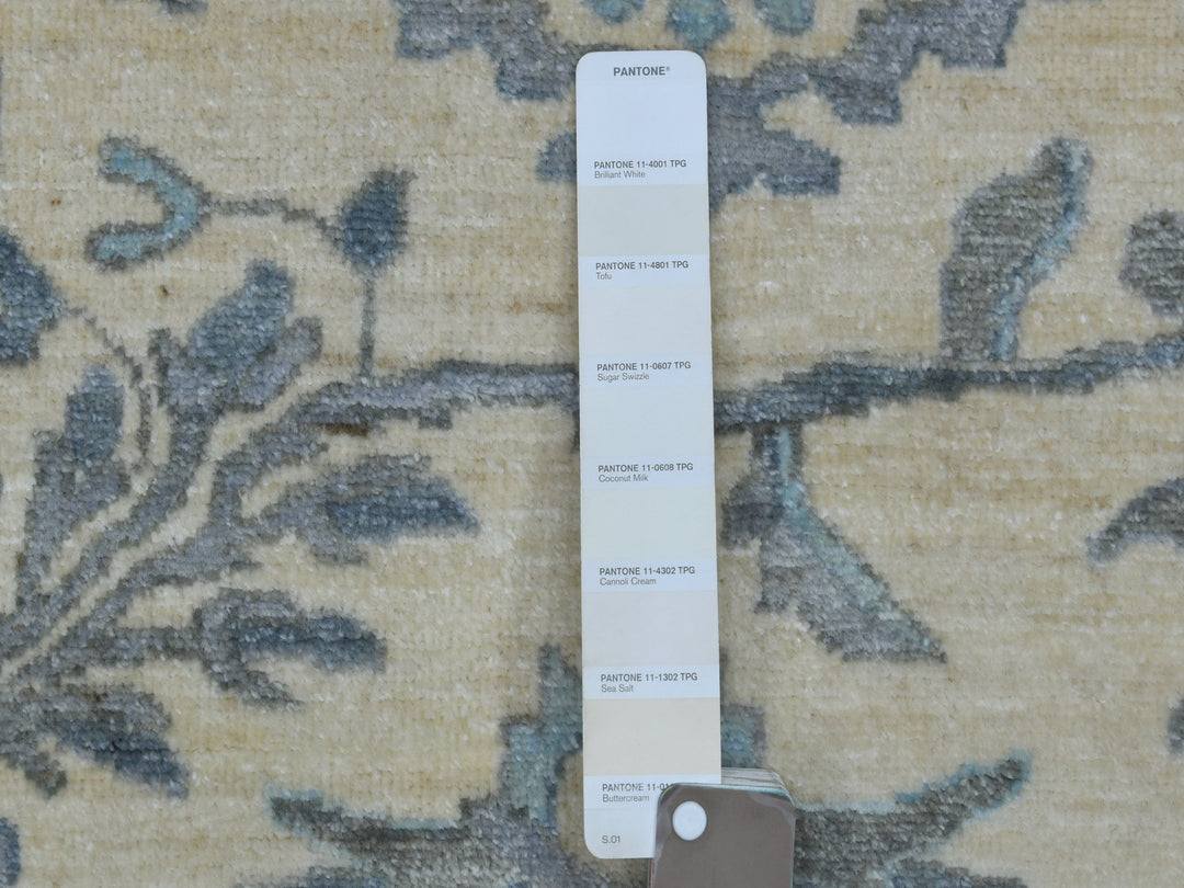 9'0" x 11'10" New Hand Knotted Ivory Wool Rectangle Oriental Rug - MOA10270317