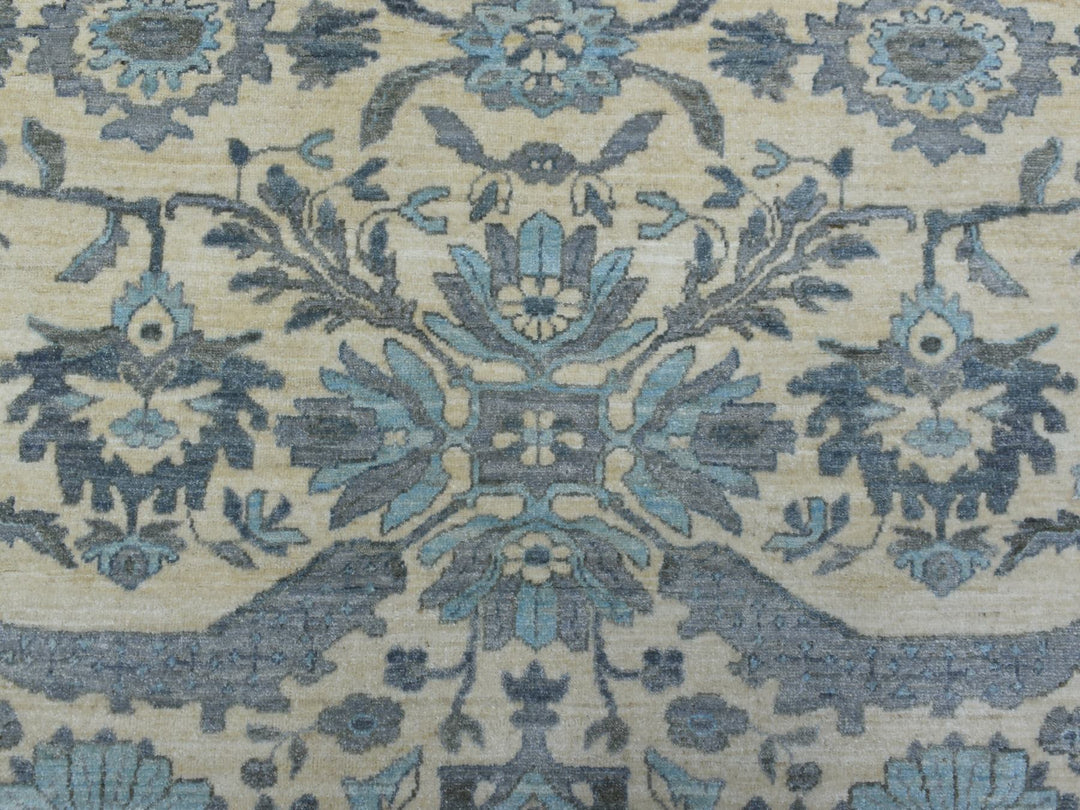 9'0" x 11'10" New Hand Knotted Ivory Wool Rectangle Oriental Rug - MOA10270317