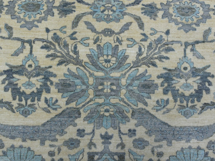 9'0" x 11'10" New Hand Knotted Ivory Wool Rectangle Oriental Rug - MOA10270317