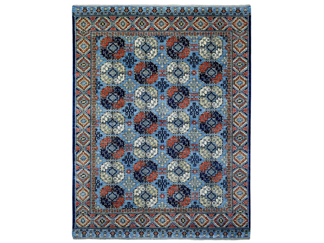 9'8" x 12'4" New Hand Knotted Blue Wool Rectangle Oriental Rug - MOA10270321